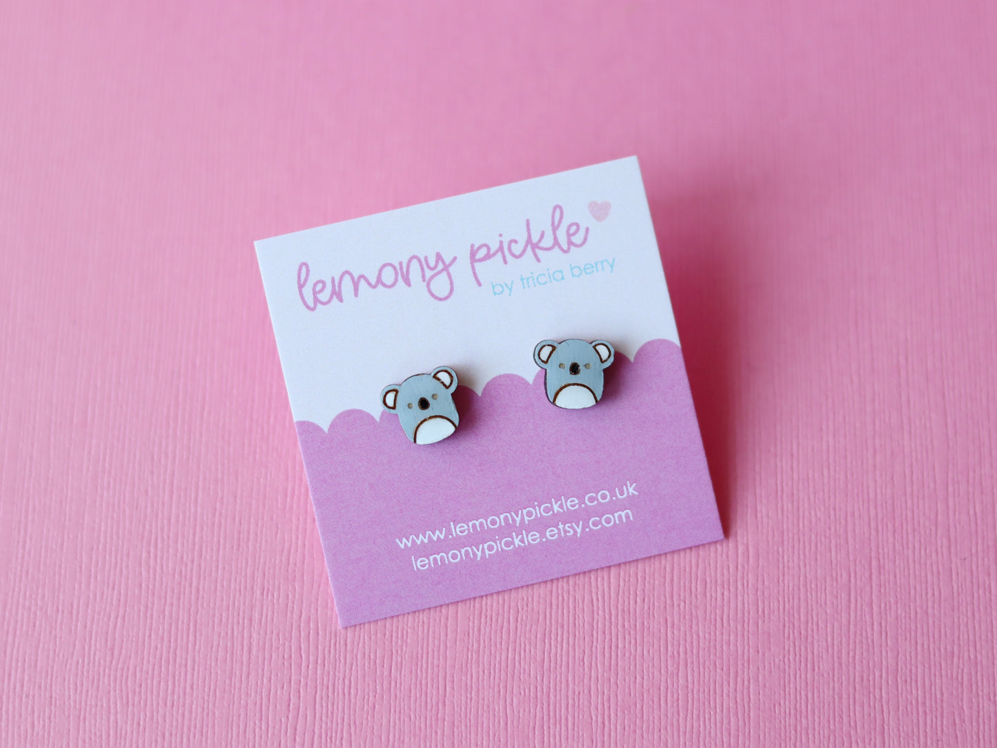 Cute Koala Earrings | Handpainted Wooden Studs