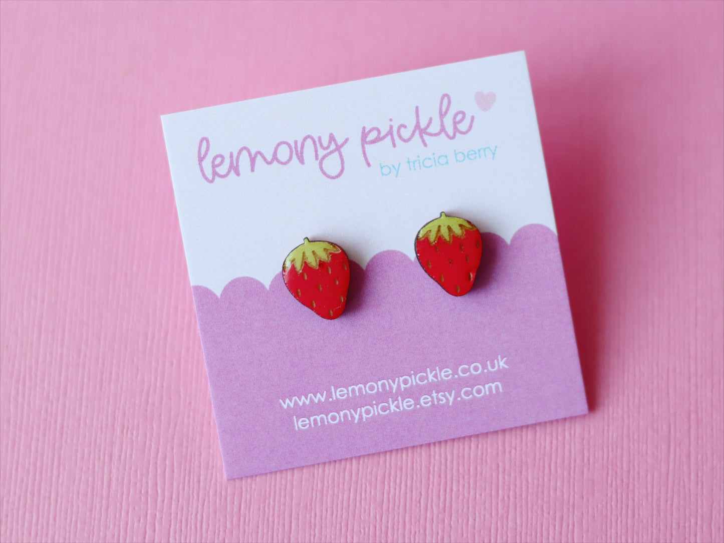Strawberry Earrings | Hand Painted Wooden Studs