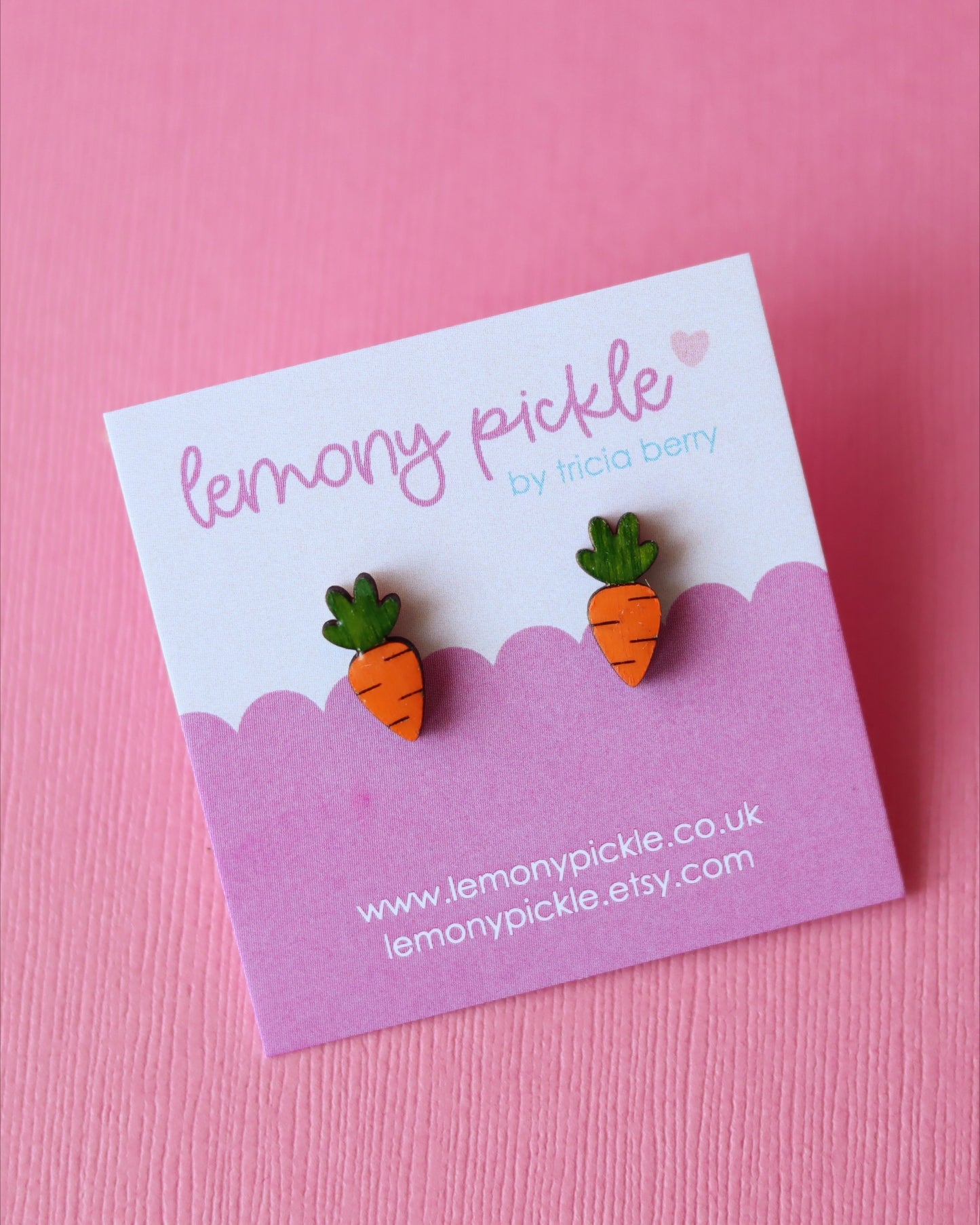 Carrot Earrings | Hand Painted Wooden Studs
