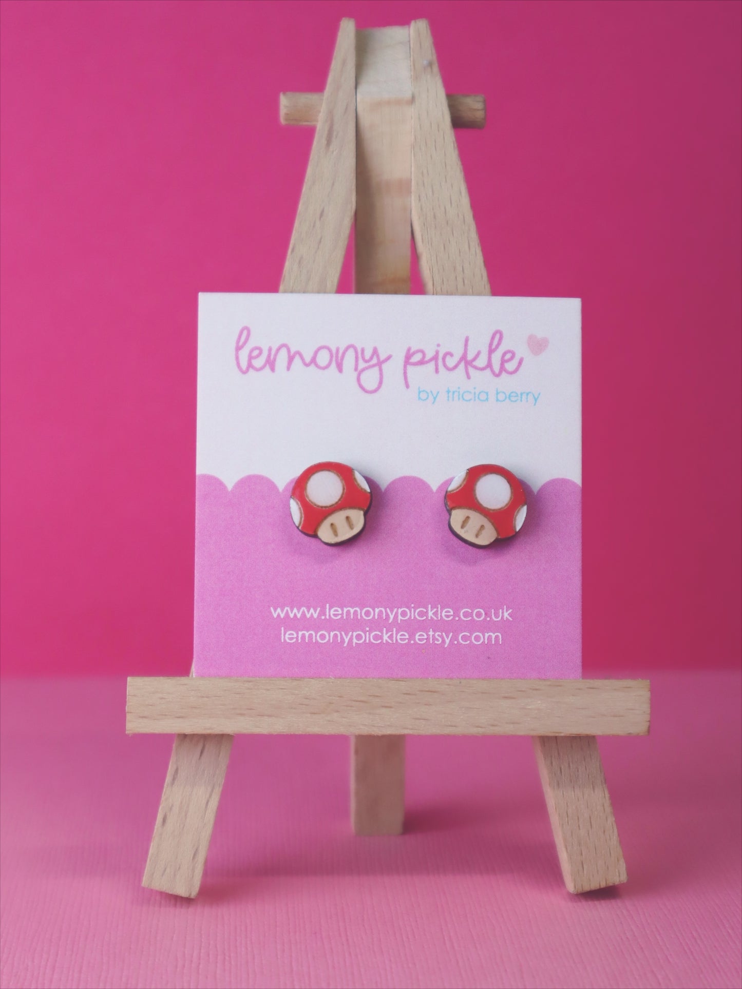 Gaming Mushroom Earrings | Hand Painted Wooden Studs