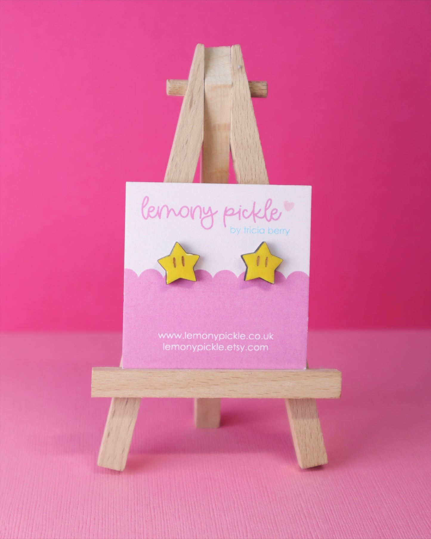 Power Up Stars Earrings | Hand Painted Wooden Studs
