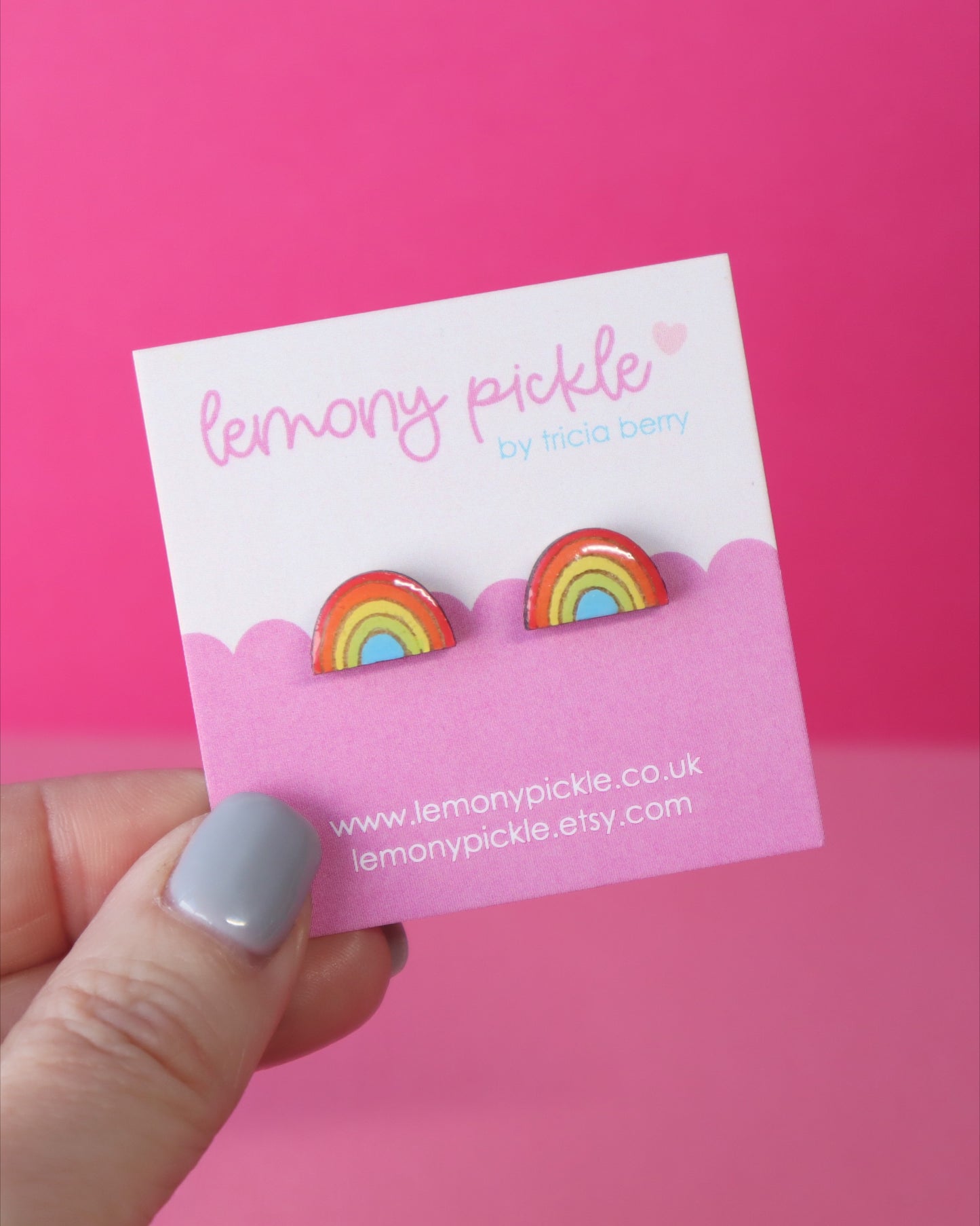 Rainbow Earrings | Hand Painted Wooden Studs