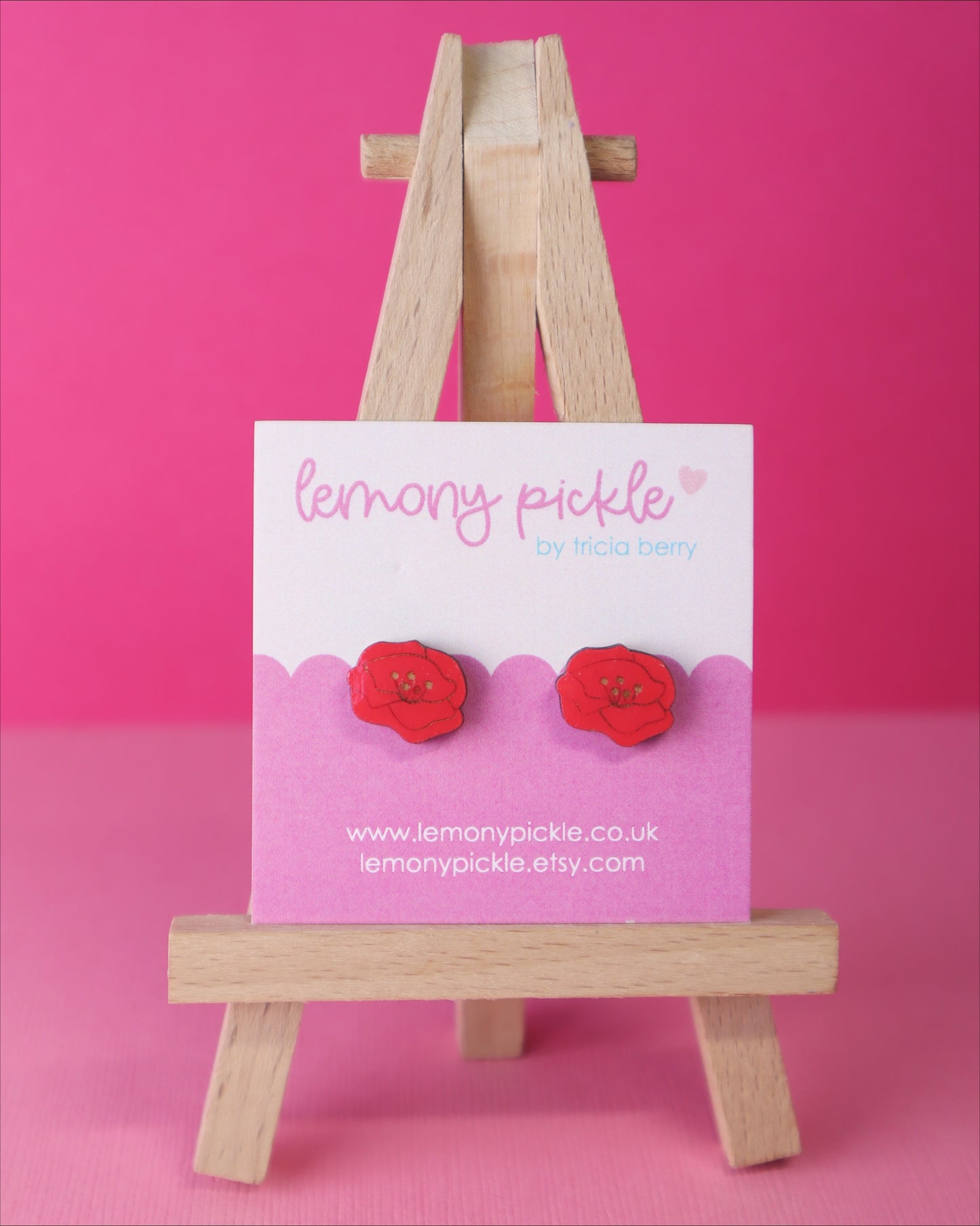 Poppy Earrings | Hand Painted Wooden Studs