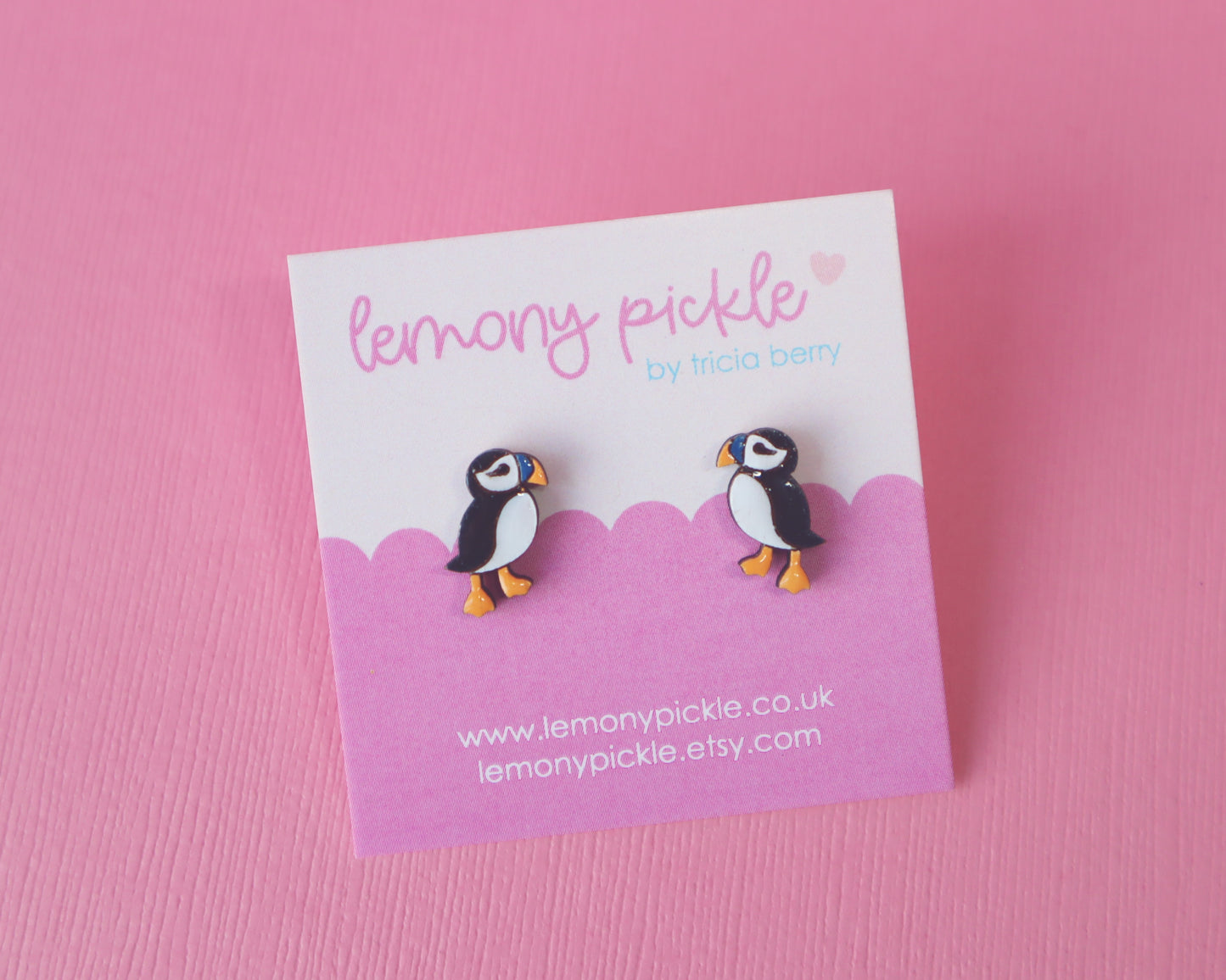 Puffin Earrings | Handpainted Wooden Studs