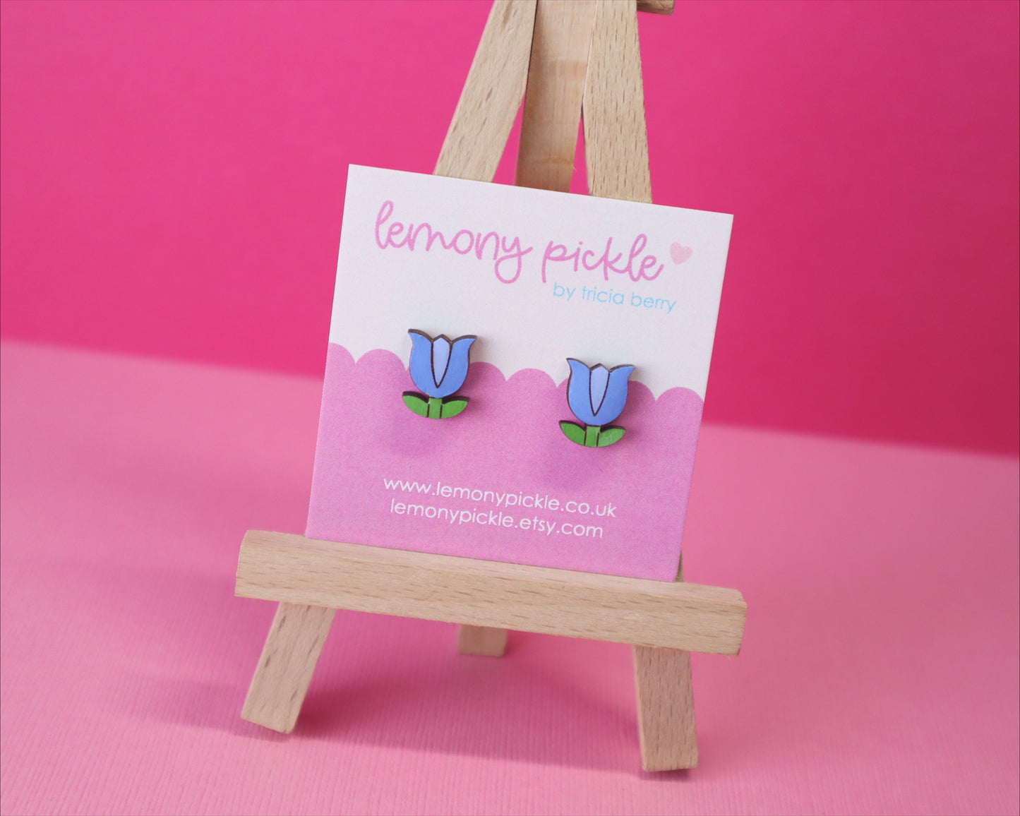 Tulip Earrings | Handpainted Wooden Studs