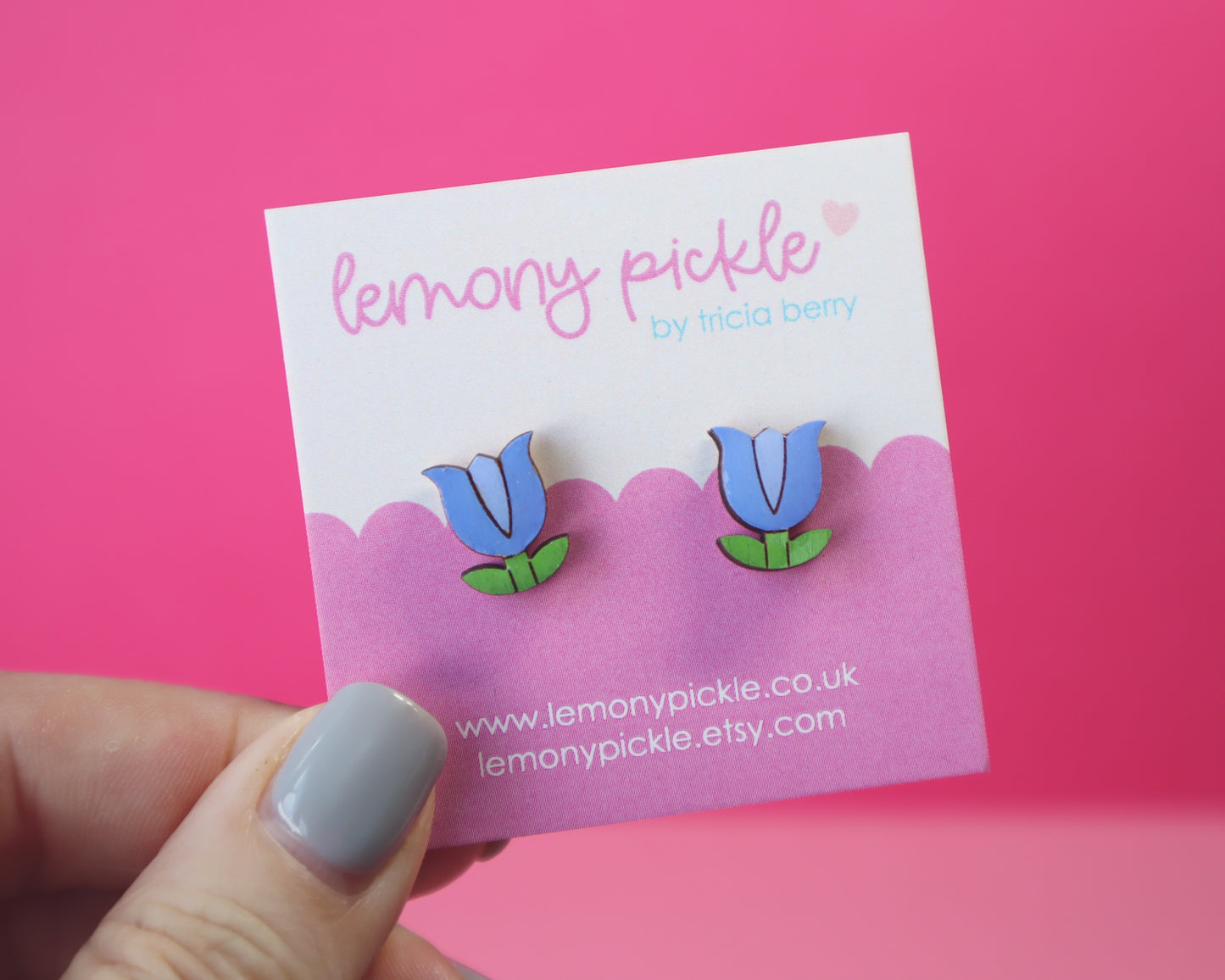 Tulip Earrings | Handpainted Wooden Studs