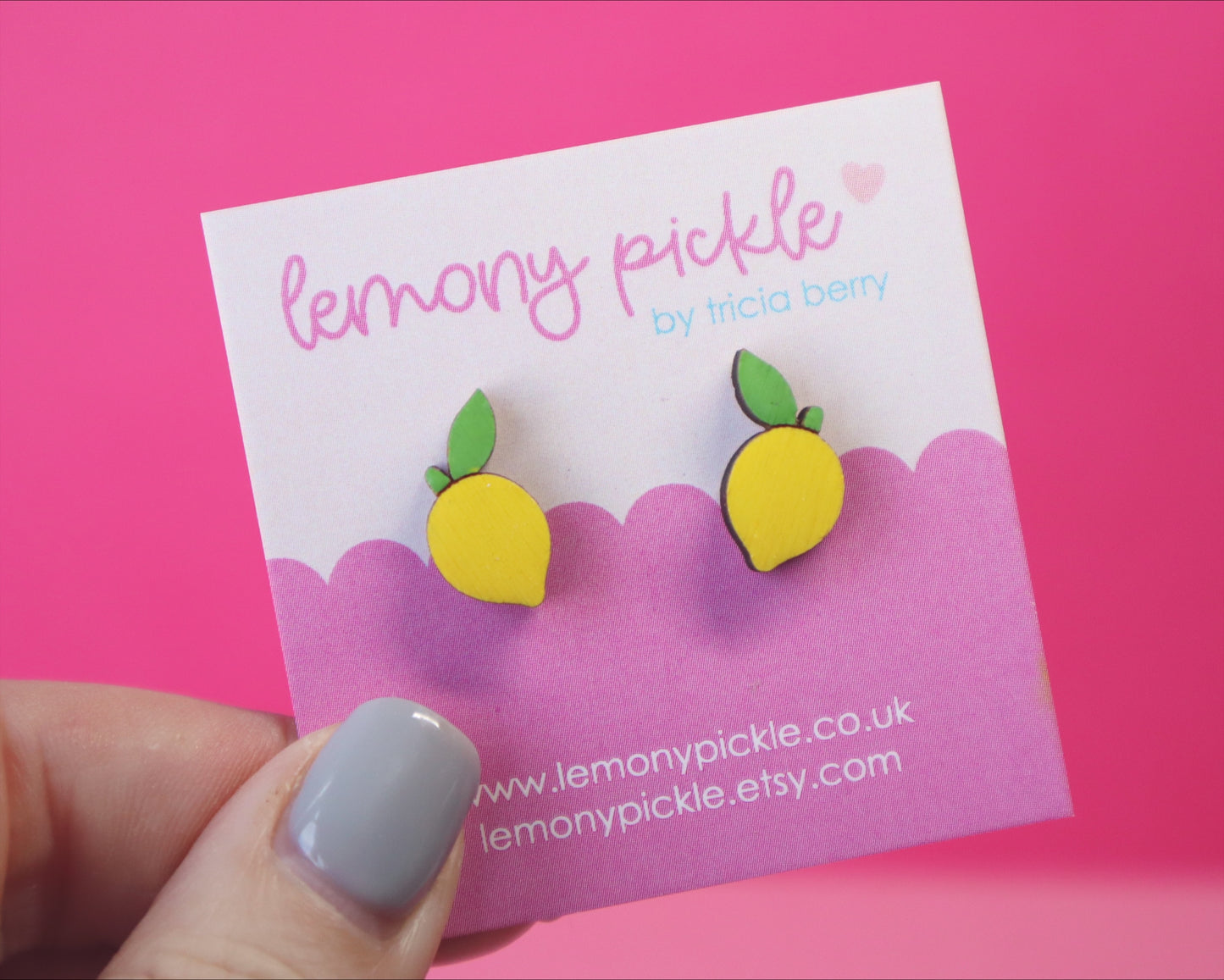 Lemon Earrings | Handpainted Wooden Studs