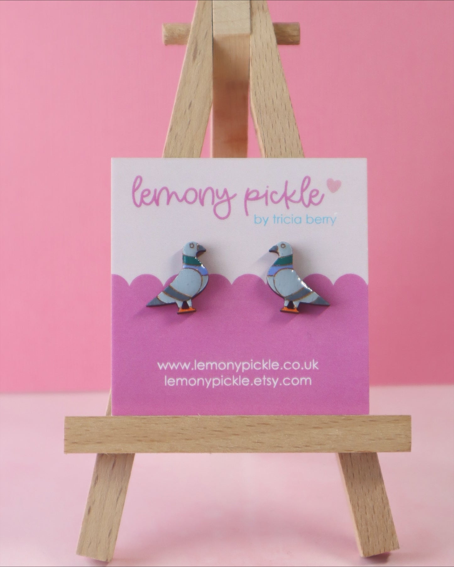 Pigeon Earrings | Handpainted Wooden Studs
