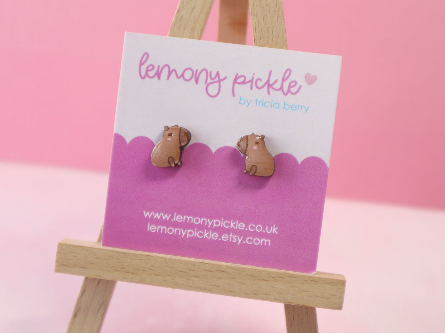 Capybara Earrings | Handpainted Wooden Studs