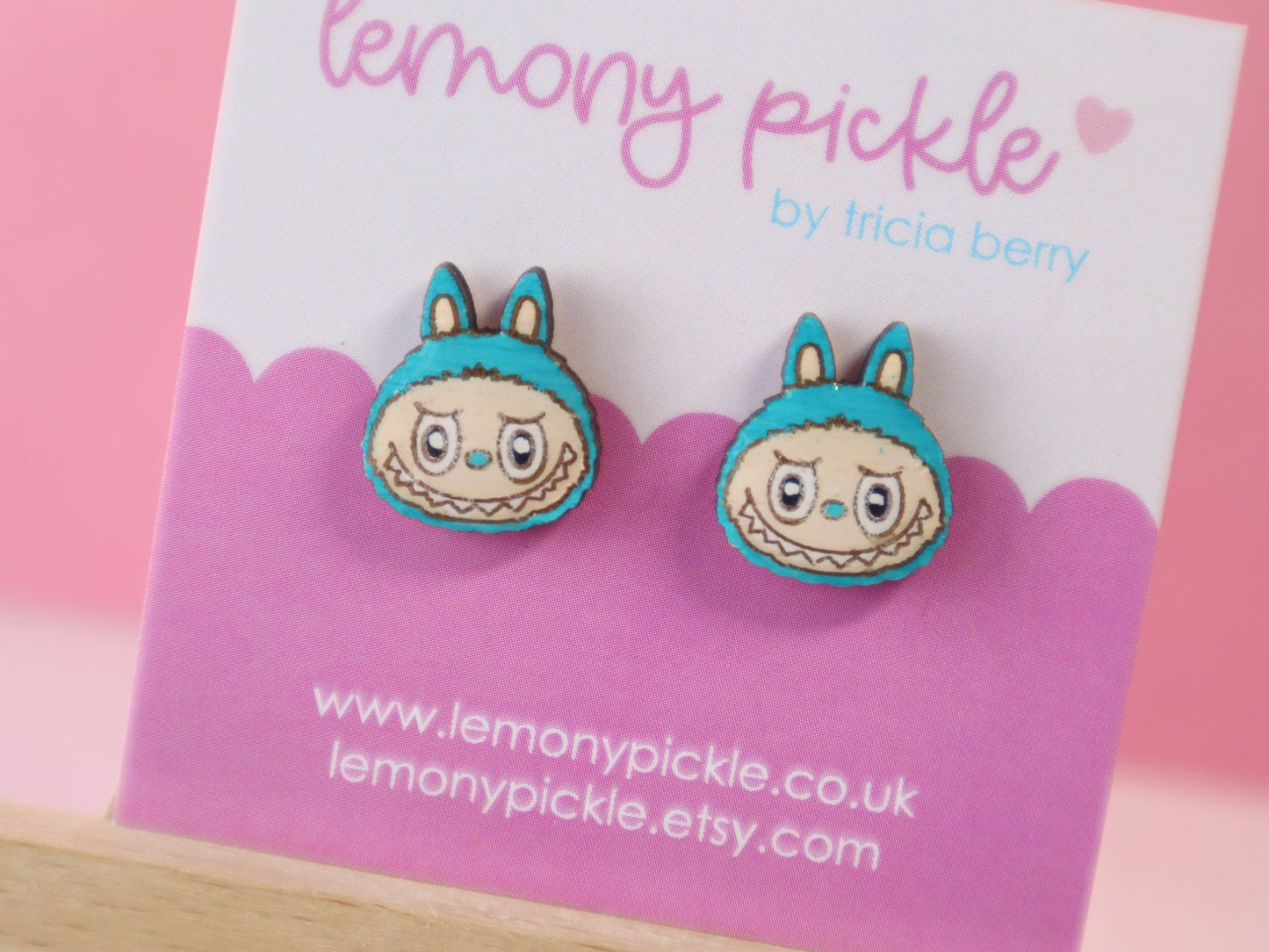 Little Monster Earrings | Handpainted Wooden Studs
