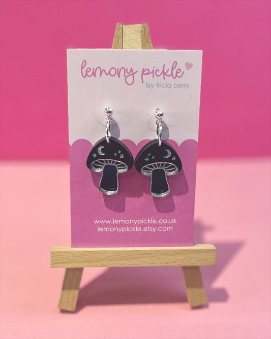 Midnight Mushrooms | Acrylic Earrings