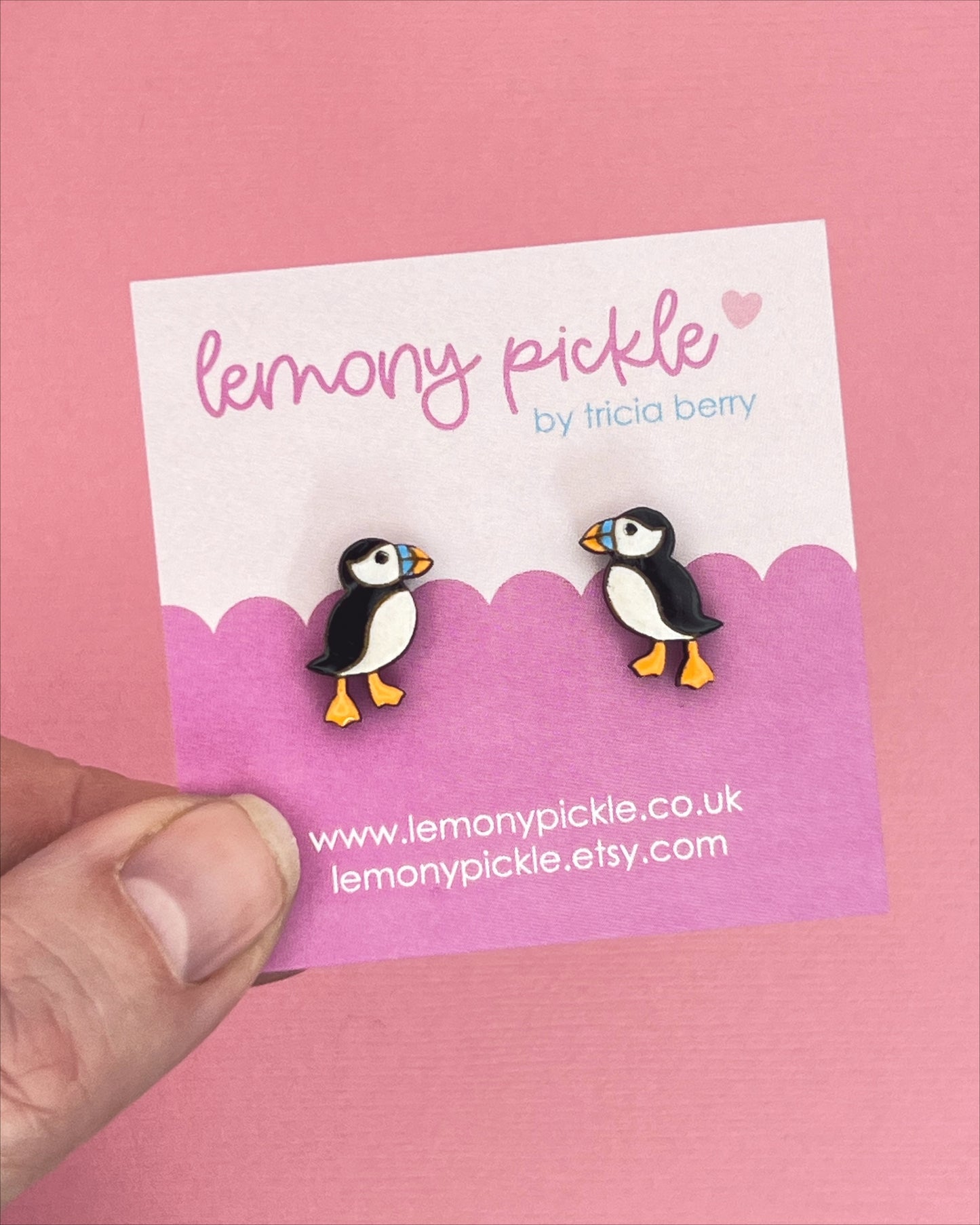Puffin Earrings | Handpainted Wooden Studs