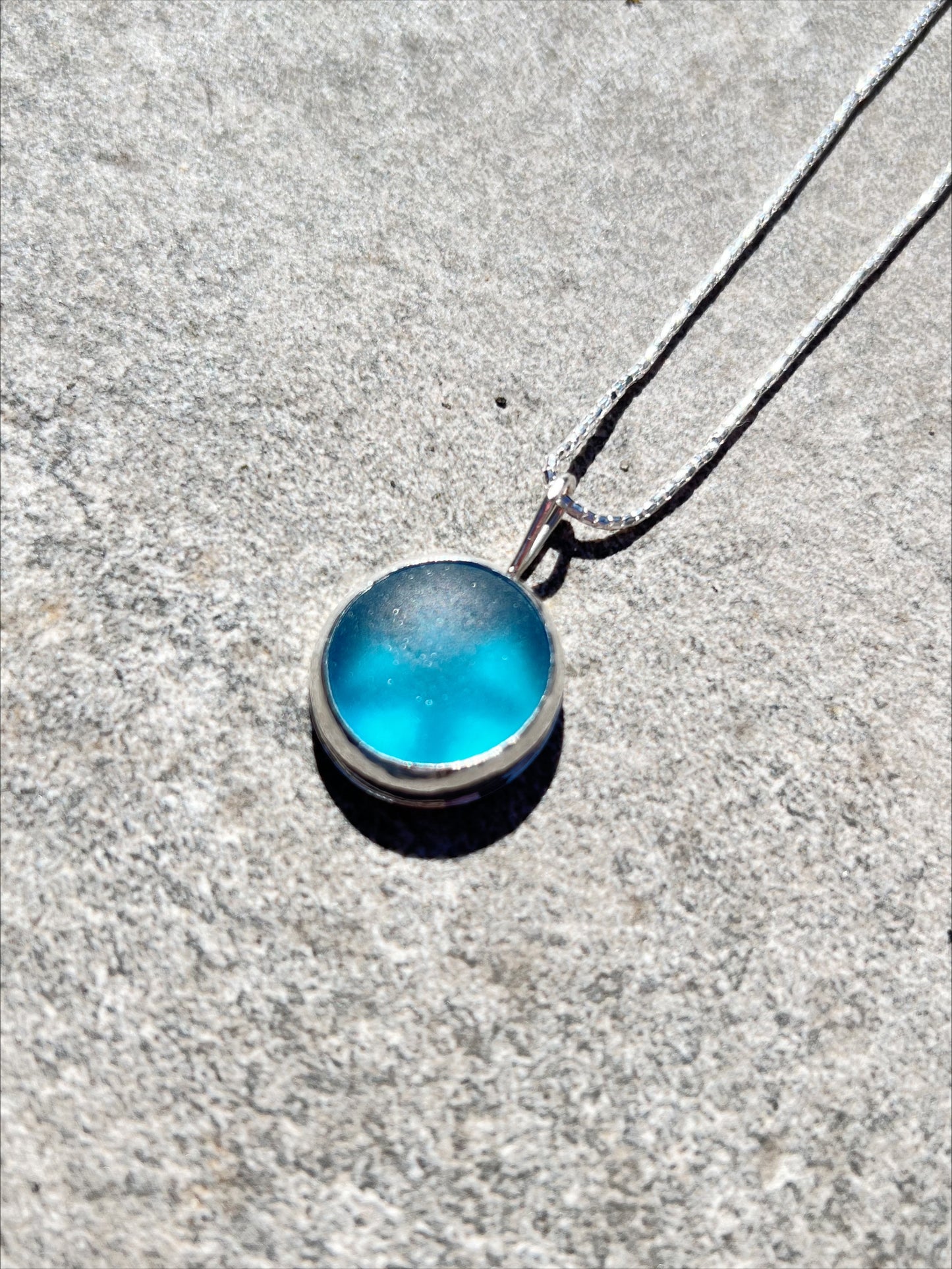 Azure Sea | Seaglass and Sterling Silver Pendant