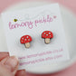 Mushroom Earrings | Handpainted Wooden Studs