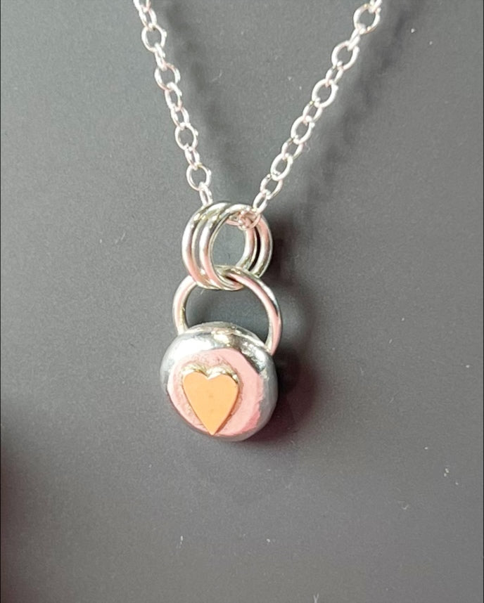 Gold Heart Pebble | Sterling Silver