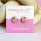Pink Cupcake Earrings | Handpainted Wooden Studs
