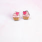 Pink Cupcake Earrings | Handpainted Wooden Studs