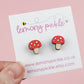 Mushroom Earrings | Handpainted Wooden Studs
