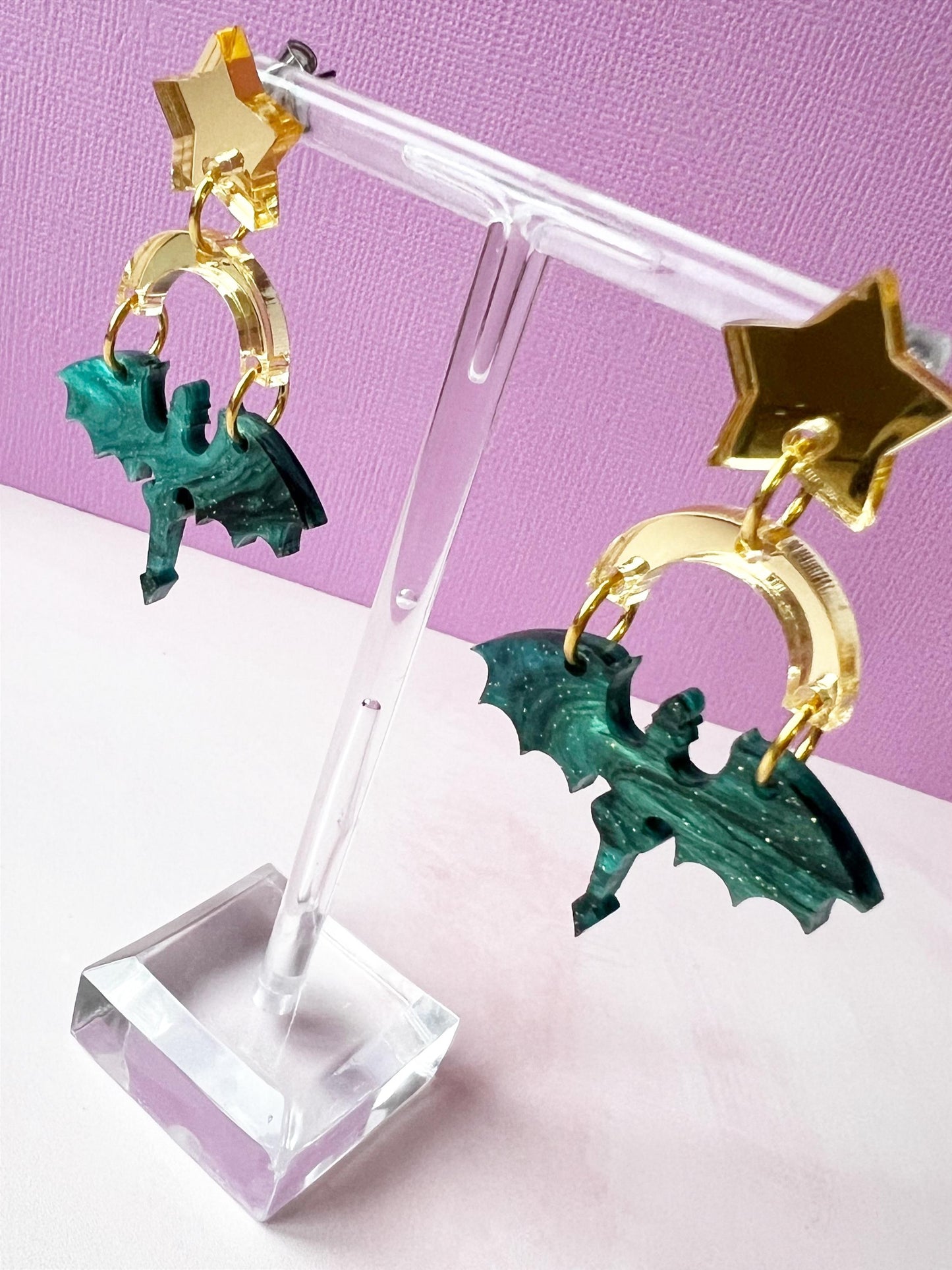 Fantasy Dragon Earrings | Acrylic Statement Earrings