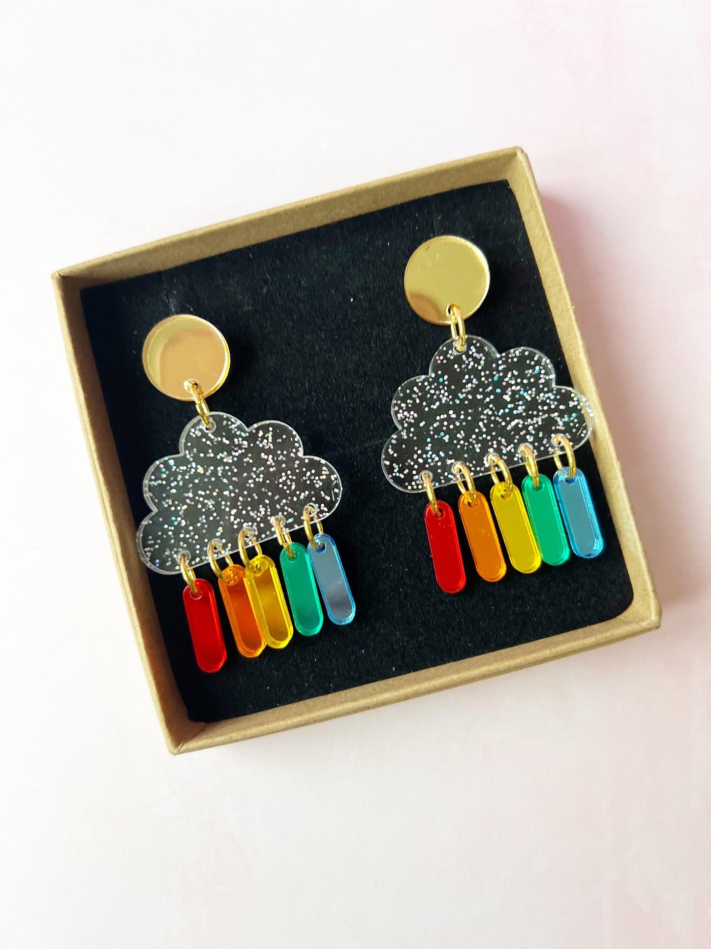 Rainbow Clouds | Acrylic Statement Earrings