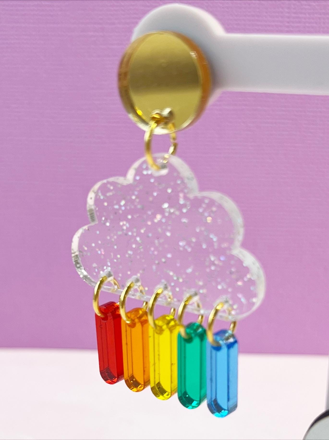 Rainbow Clouds | Acrylic Statement Earrings