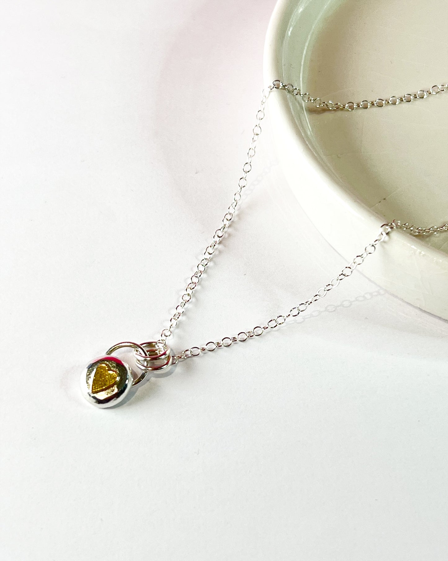 Gold Heart Pebble | Sterling Silver