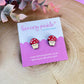 Kawaii Mushroom Earrings | Handpainted Wooden Studs
