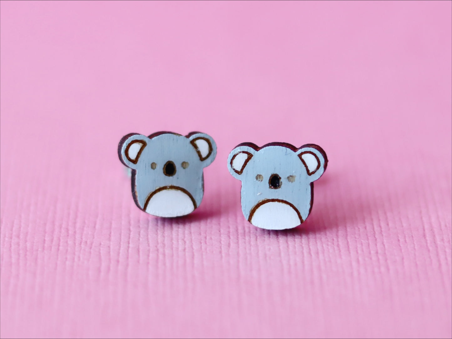 Cute Koala Earrings | Handpainted Wooden Studs