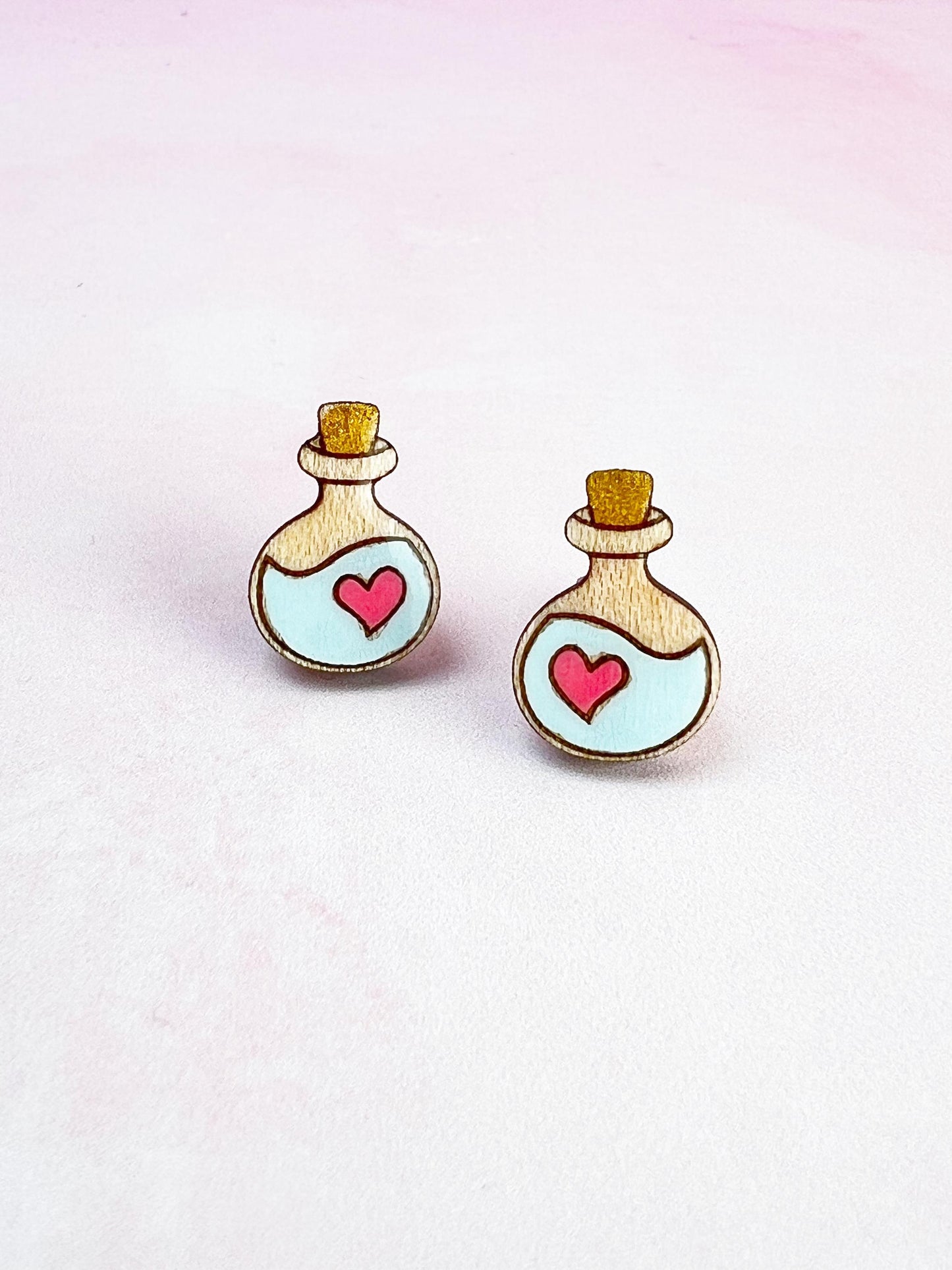 Love Potion Earrings | Handpainted Wooden Studs