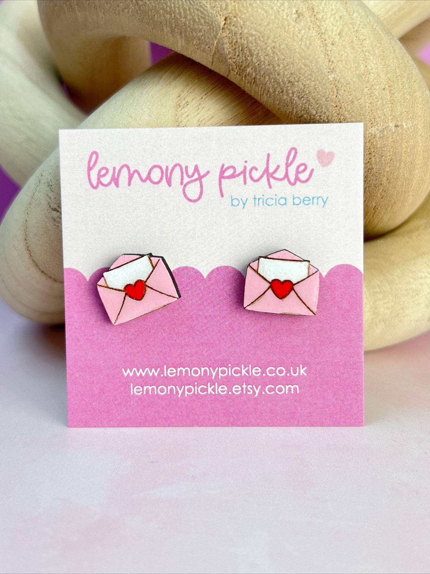 Love Letter Earrings | Handpainted Wooden Studs