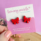 Ribbon Bow Earrings | Handpainted Wooden Studs