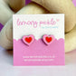 Pink and Red Scalloped Heart Earrings | Handpainted Wooden Studs
