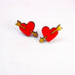 Heart Earrings with Arrows | Handpainted Wooden Studs