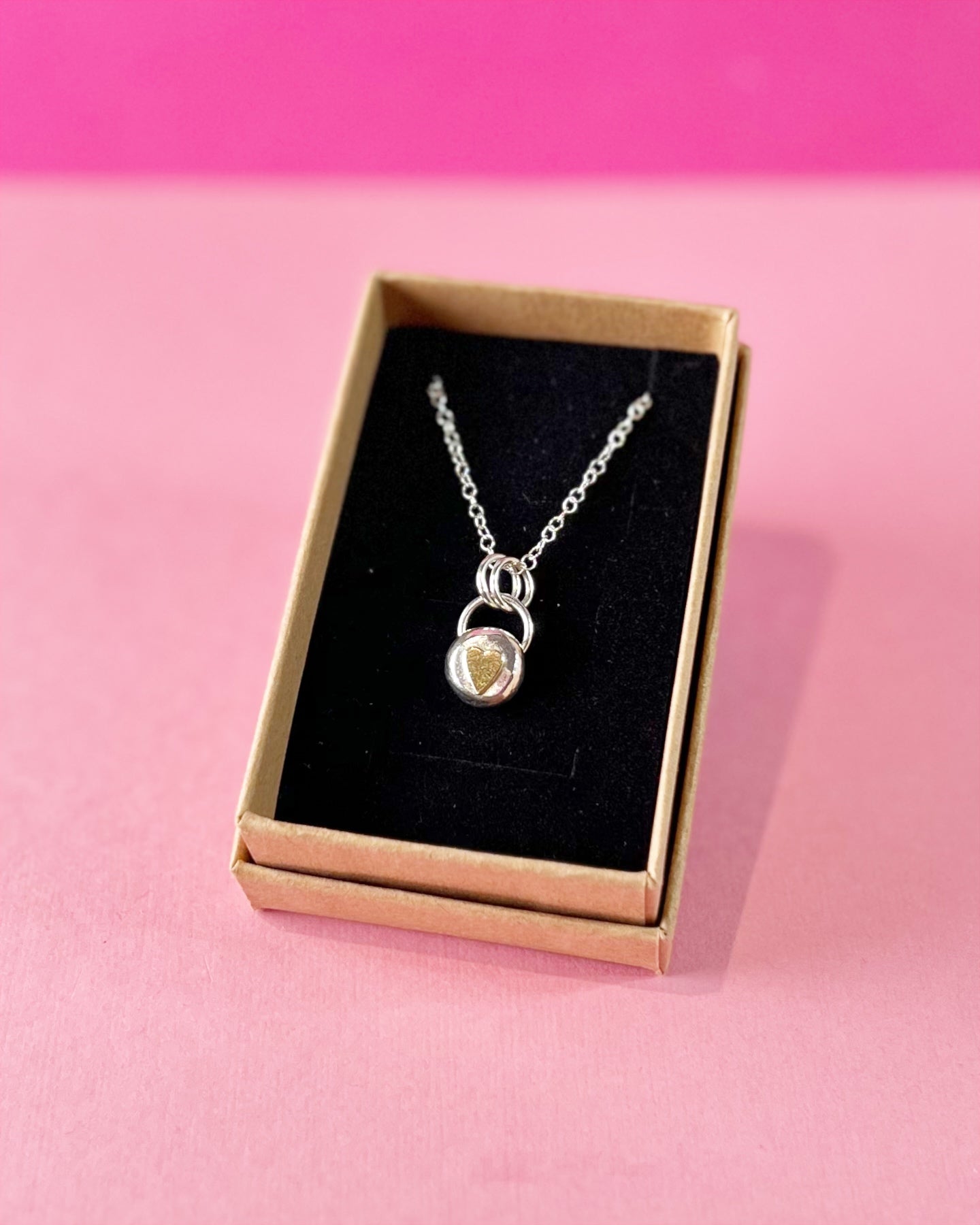 Gold Heart Pebble | Sterling Silver