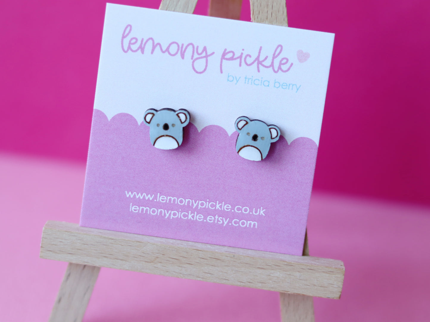 Cute Koala Earrings | Handpainted Wooden Studs