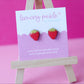 Strawberry Earrings | Hand Painted Wooden Studs