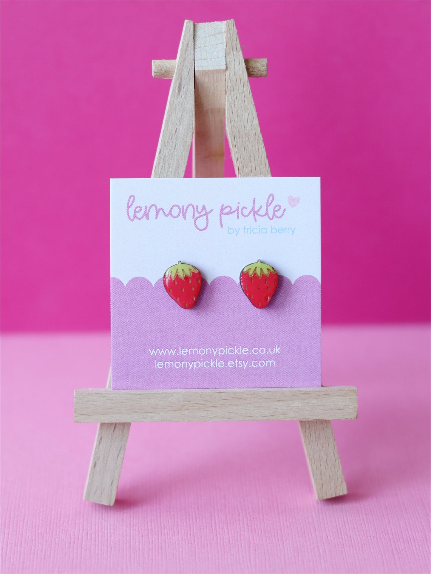 Strawberry Earrings | Hand Painted Wooden Studs