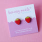 Strawberry Earrings | Hand Painted Wooden Studs