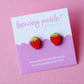 Strawberry Earrings | Hand Painted Wooden Studs
