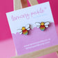 Rainbow Bee Earrings | Handpainted Wooden Studs