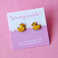Rubber Duck Earrings | Hand Painted Wooden Studs