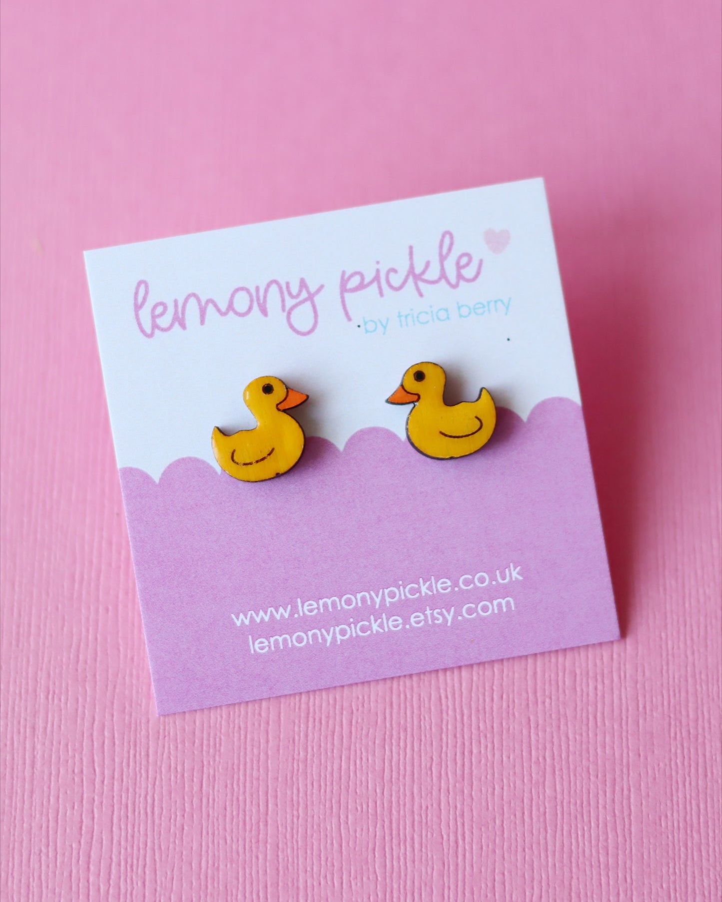 Rubber Duck Earrings | Hand Painted Wooden Studs