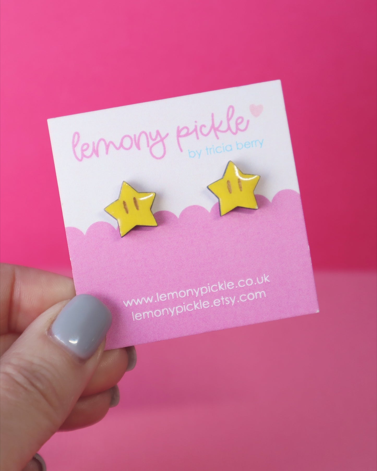 Power Up Stars Earrings | Hand Painted Wooden Studs