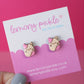 Squishy Cat Earrings | Handpainted Wooden Studs