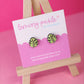 Monstera Earrings | Hand Painted Wooden Studs