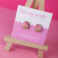 Pink Cupcake Earrings | Handpainted Wooden Studs