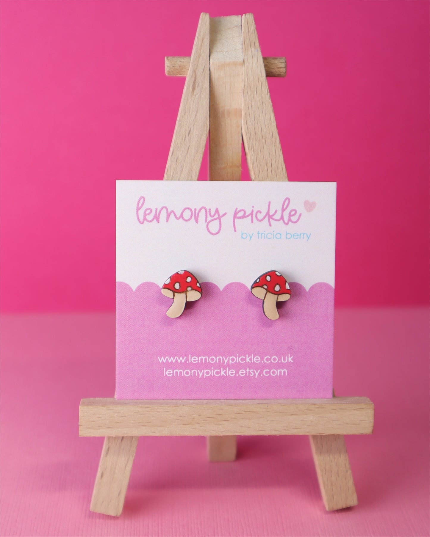 Fly Agaric Mushroom Earrings | Hand Painted Wooden Studs