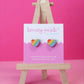 Rainbow Heart Earrings | Handpainted Wooden Studs