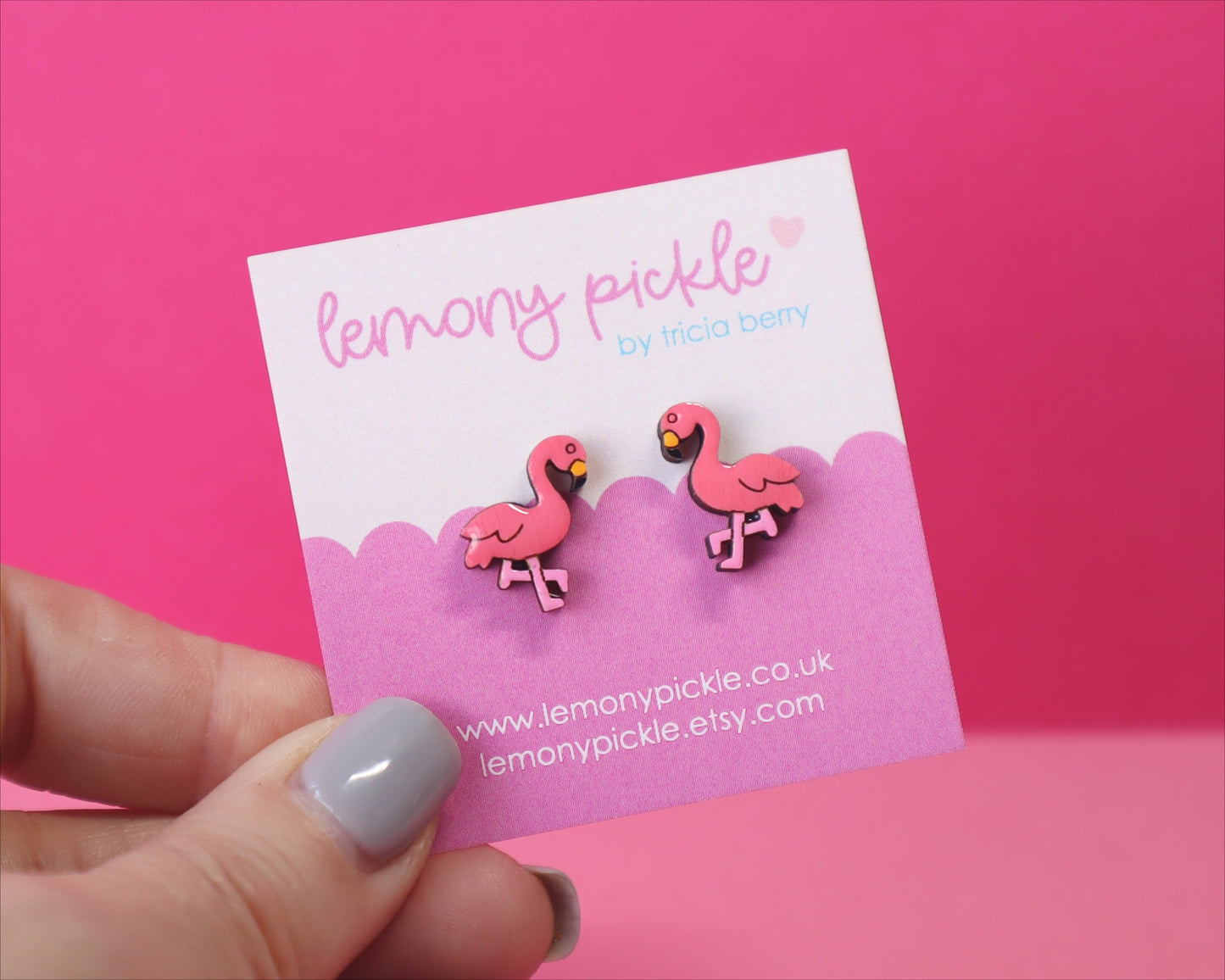 Flamingo Earrings | Handpainted Wooden Studs