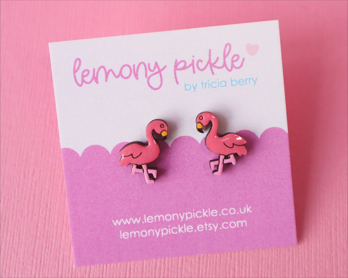 Flamingo Earrings | Handpainted Wooden Studs